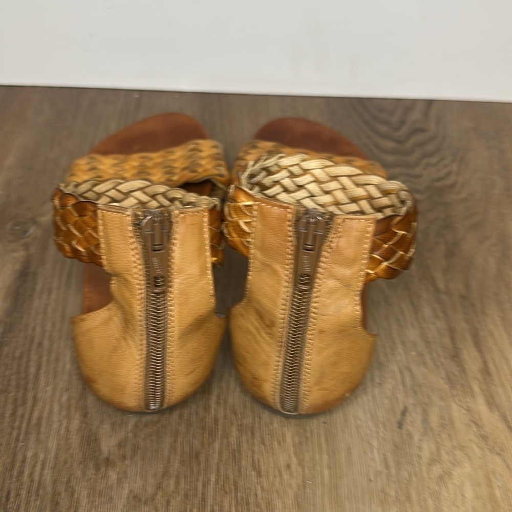 Leather Sandals Warm Tan Boho Woven Flat Sandals Size 36 (US 6) Summer BROWNS - Picture 10 of 16